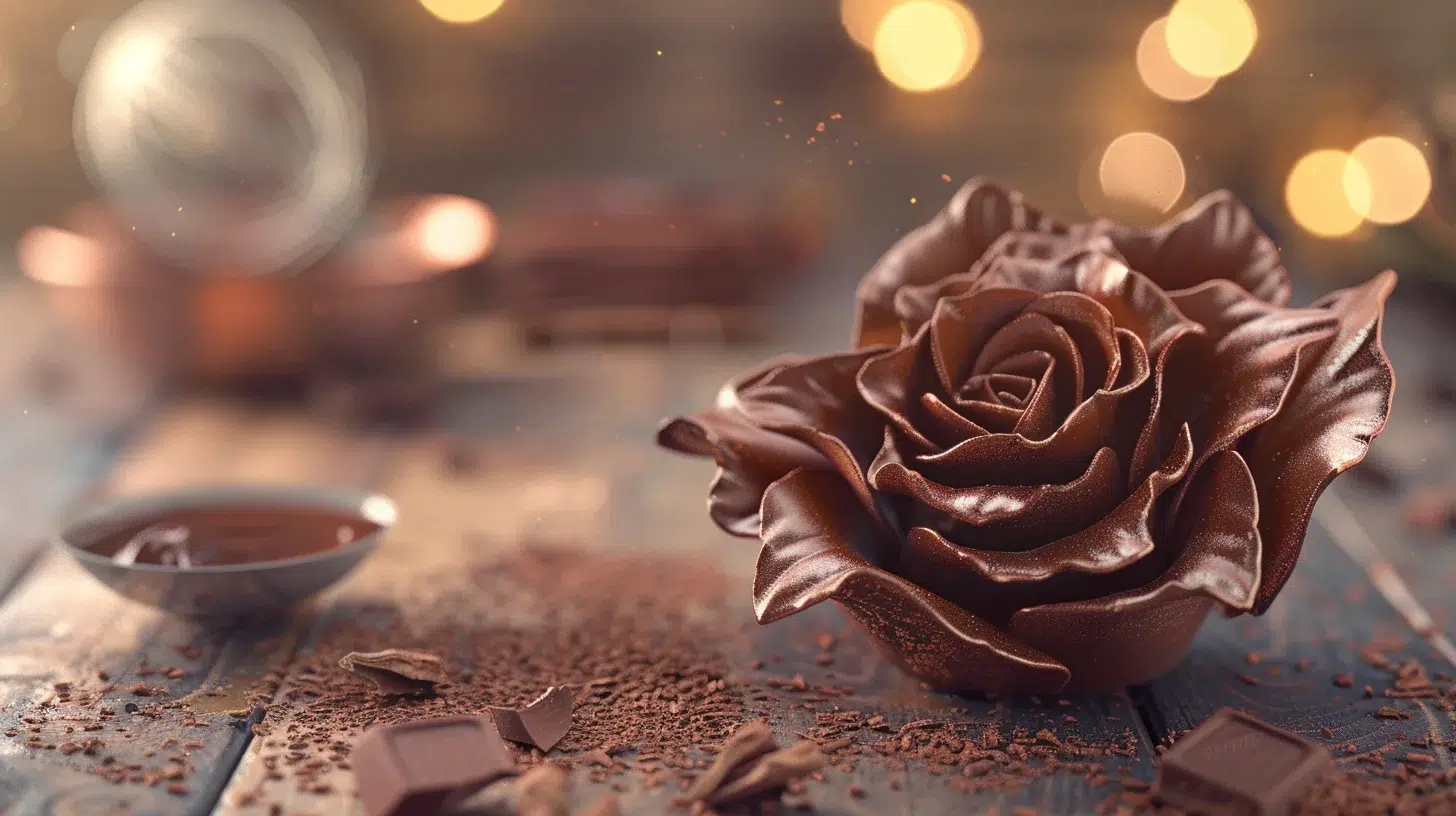 roses artisanales en chocolat